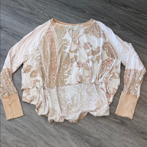 Free People Bohemian Beige and Cream Women's Top - Picture 1 of 3